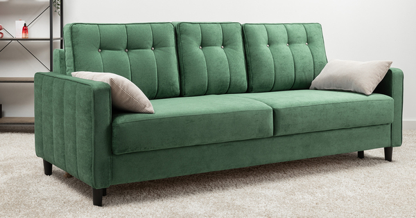 Диван-кровать прямой Арно ТД 566 велюр Лаки 20 хвойный зеленый, Vertical 910 молочно-серый