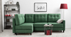 Диван-кровать угловой Арно ТД 566 велюр Лаки 20 хвойный зеленый, Vertical 910 молочно-серый, сборка на любую сторону