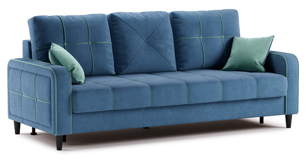 Диван-кровать прямой Черри ТД 285 велюр Irida 07 синий, Эвита пистачио ментоловый