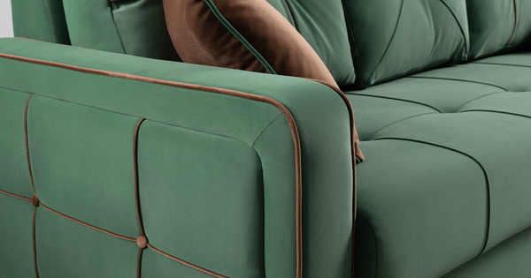 Диван-кровать прямой Черри ТД 288 велюр Irida 09 зеленый, Эвита шоколад бежево-коричневый