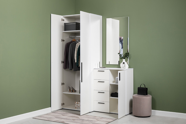 Прихожая Эйр композиция 2 белый PE шагрень, собирается на любую сторону