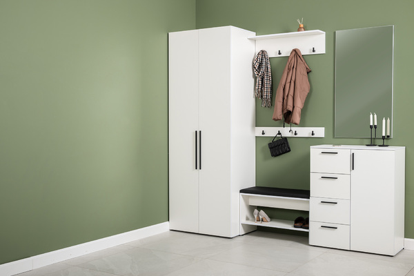 Прихожая Эйр композиция 2 белый PE шагрень, собирается на любую сторону