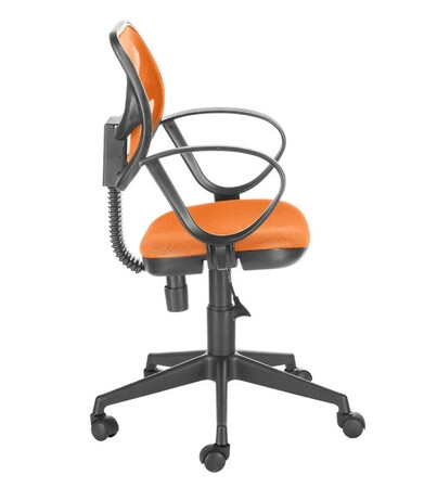 Кресло на колесах Флеш Рондо обивка ткань-сетка оранжевый, подлокотники пластик, крестовина пластик, механизм профи