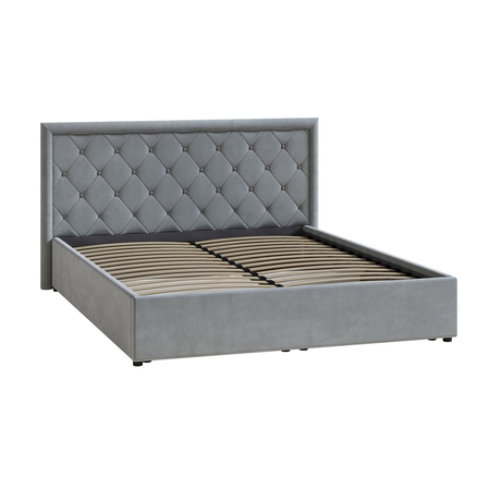 Кровать Марион 160 велюр OCEAN 023 серый с ортопедическим основанием и подъемным механизмом (спальное место 160 х 200)