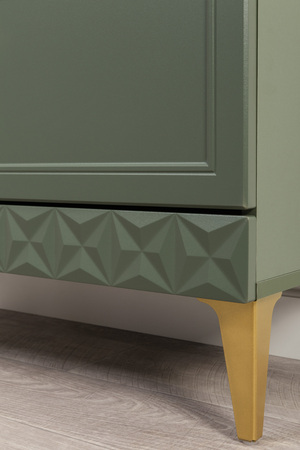 Комод Марион 16.249 дымчатый зеленый K521, олива шагрень AG 1050 ПВХ, белый PE шагрень