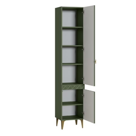 Гостиная Марион композиция 1 дымчатый зеленый K521, олива шагрень AG 1050 ПВХ, белый PE шагрень (собирается на любую сторону)