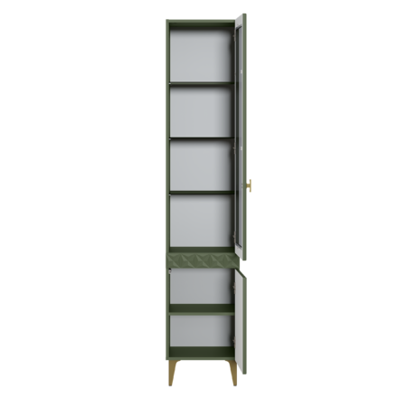 Гостиная Марион композиция 1 дымчатый зеленый K521, олива шагрень AG 1050 ПВХ, белый PE шагрень (собирается на любую сторону)