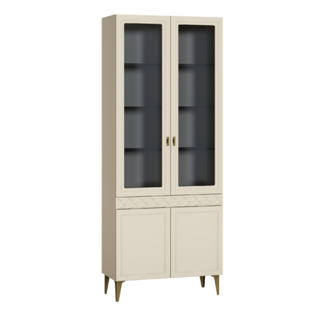 Гостиная Марион композиция 1 слоновая кость С341 PE, слоновая кость 6898 ПВХ, белый PE шагрень (собирается на любую сторону)