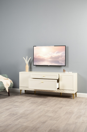 Гостиная Марион композиция 3 слоновая кость С341 PE, слоновая кость 6898 ПВХ, белый PE шагрень (собирается на любую сторону)