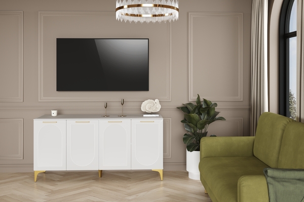 Тумба под ТВ Монтесито 16.67 Белый PE шагрень, белая шагрень 4101 ПВХ