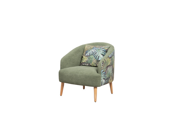 Кресло для отдыха Маттиас ТК 120 велюр монстера, moss 615, зеленый