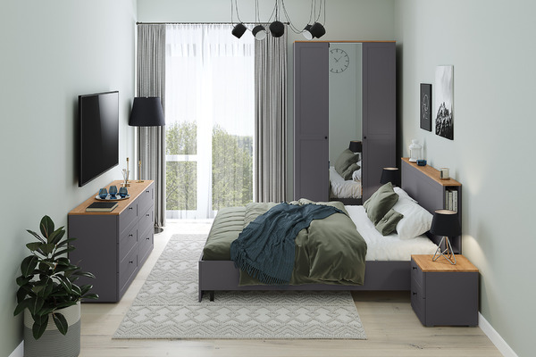 Комод Остин 16.240 серый графит, дуб золотой CRAFT, серый графит ПВХ