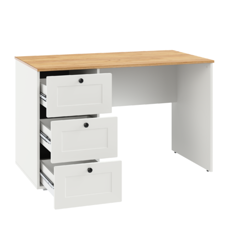 Стол письменный Остин 12.159 белый PE шагрень, дуб золотой CRAFT, белая шагрень 4101 ПВХ, сборка на любую сторону