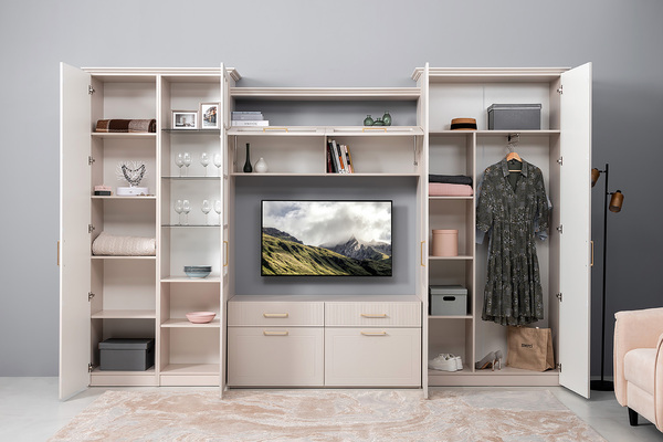 Шкаф навесной Ричфорд 16.328 кашемир 5981 BS, моно керамика D166-2 ПВХ