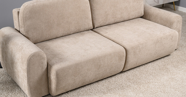 Диван-кровать прямой Тэдди 1502 композиция 1, букле Pique 006 бежевый, модульная система