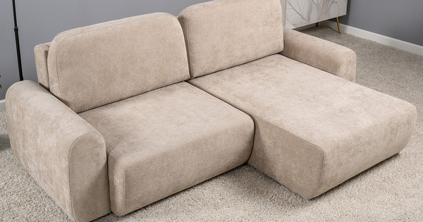 Диван-кровать угловой Тэдди 1502 композиция 2, букле Pique 006 бежевый, модульная система, сборка на любую сторону