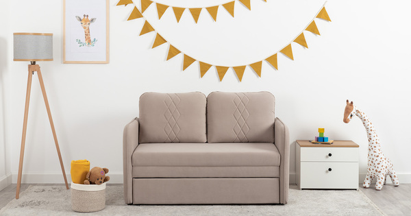 Диван-кровать прямой Юта (120) ТД 524 велюр Вивальди 4 серо-сливочный